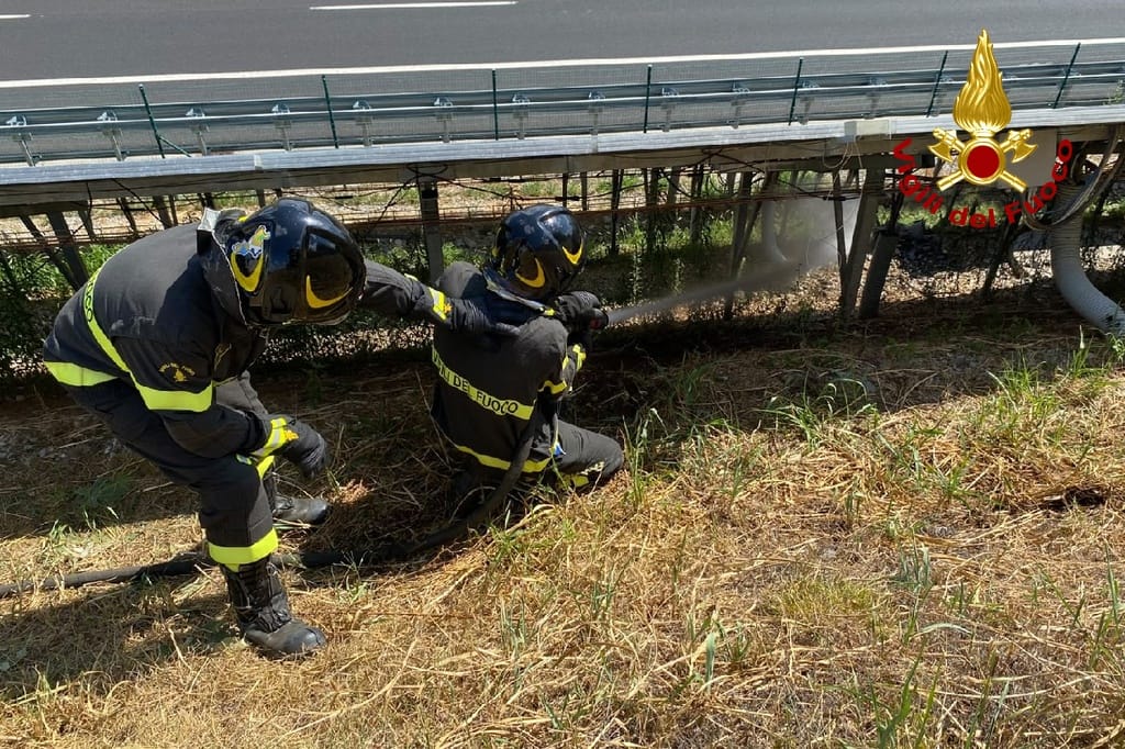 Immagine per In fiamme un pannello fotovoltaico lungo l'A34, evitati danni maggiori