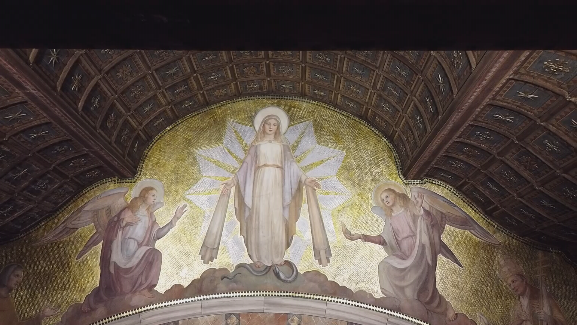 Immagine per Liberato il santuario di Barbana dalle impalcature, riecco gli affreschi