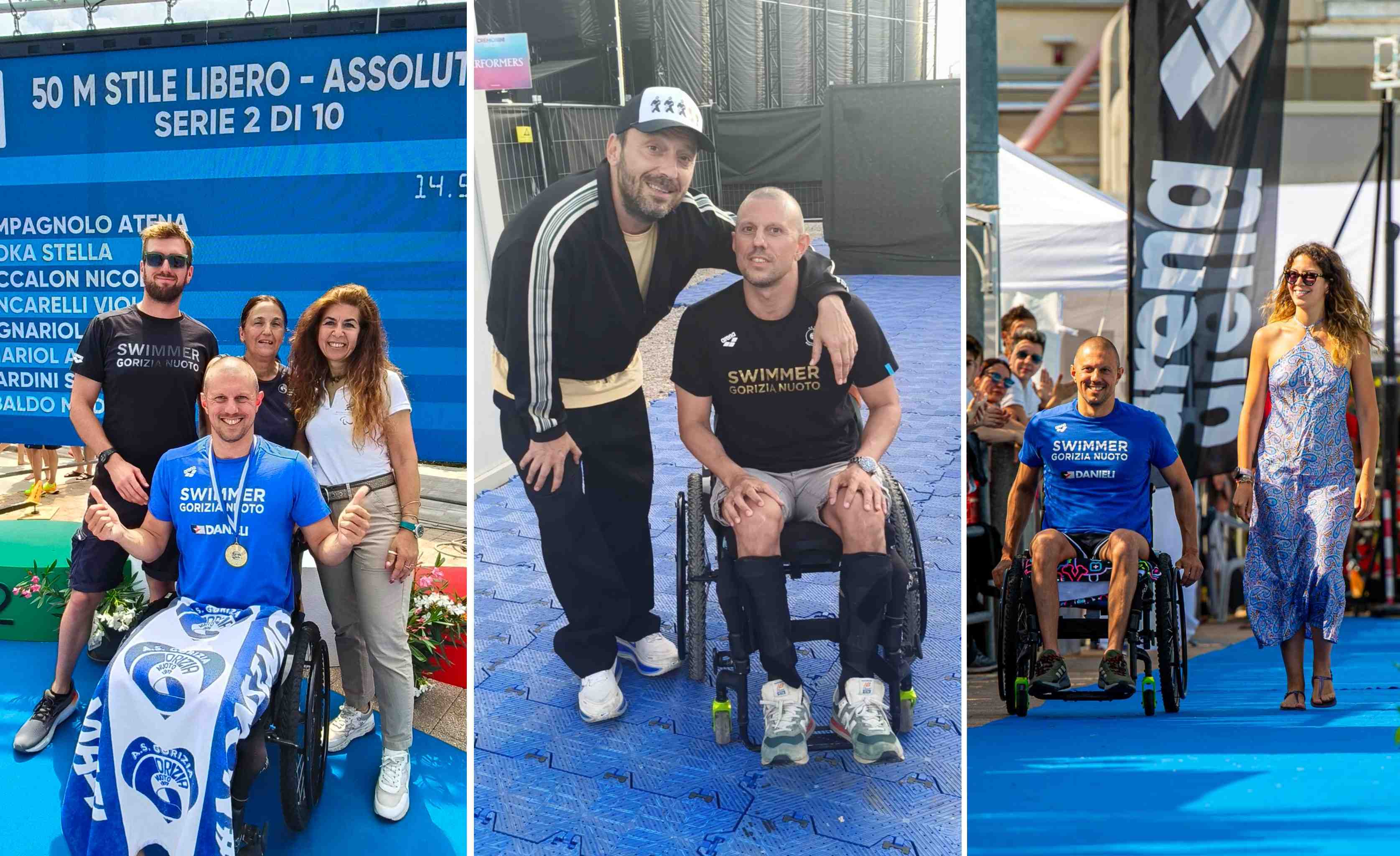 Fotonotizia - L'atleta Da Prato canta con Cremonini e gli regala la cuffia del suo primato italiano