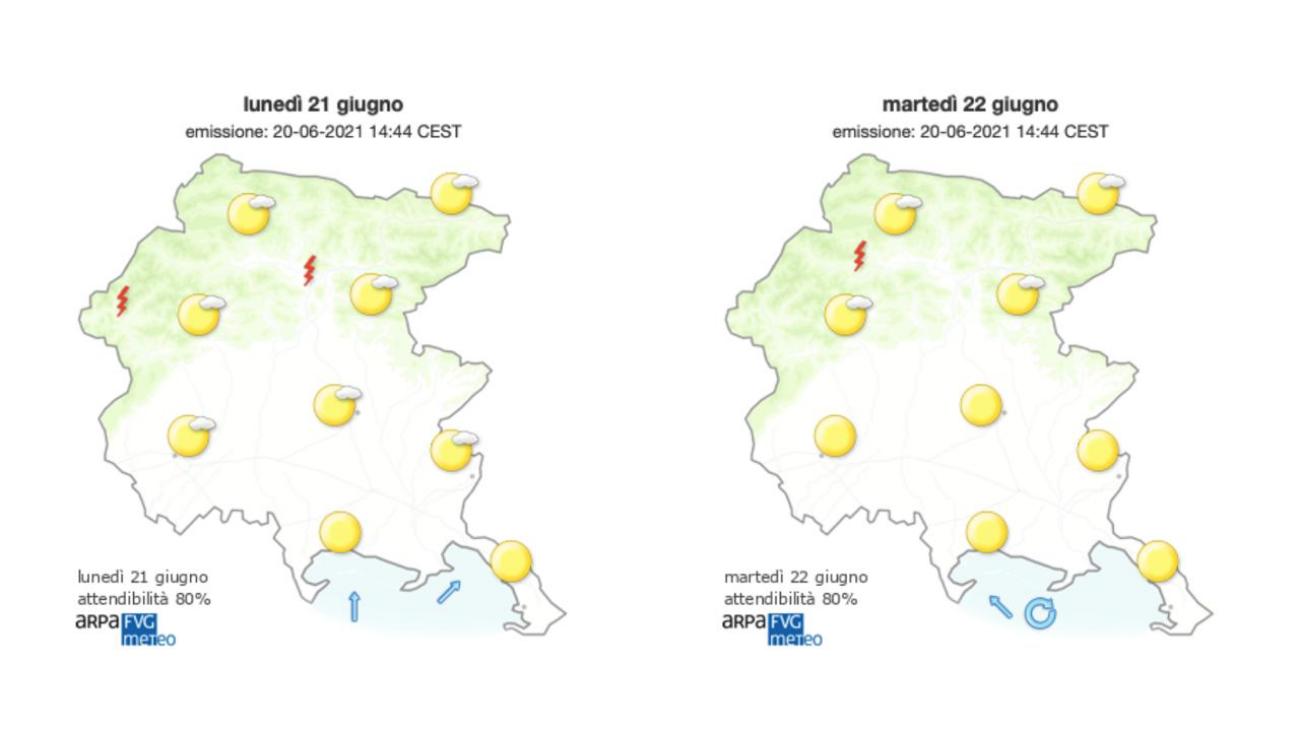 Immagine per Rimane il caldo ma con meno afa sul Goriziano, soffia vento da sud