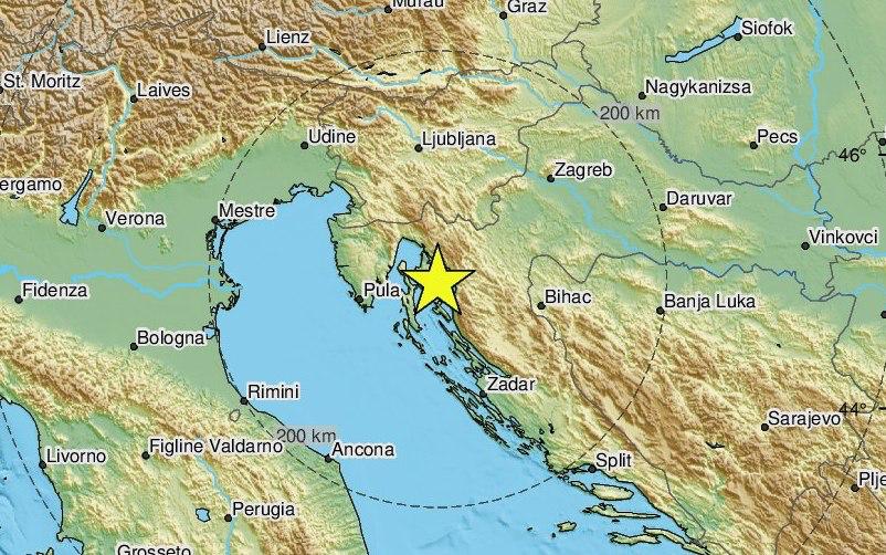 Copertina per Terremoto in Croazia, scossa magnitudo 5 a pochi chilometri da Fiume