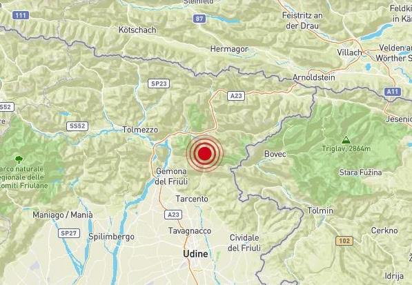 Copertina per Scossa di terremoto a 50 chilometri da Gorizia, magnitudo 3 vicino Resia